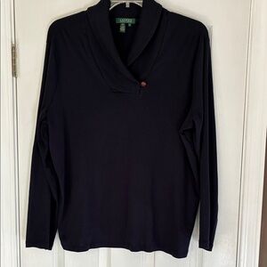 Ralph Lauren Navy Blue Cotton Top 3X NWOT